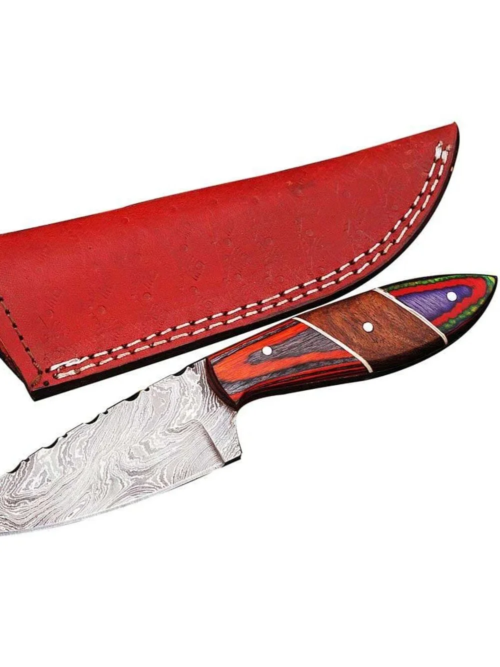 5 Pc Damascus Skinner Knife Set Handmade Hunting Skinning Knives Leather Sheath